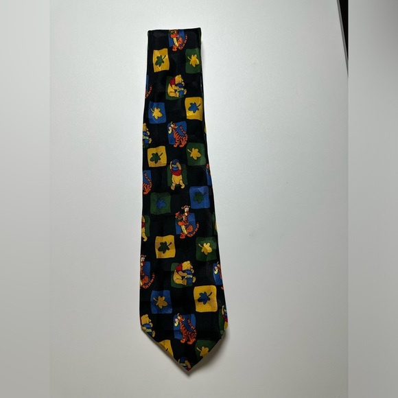 Disney Pooh Black and Blue Cartoon Ties 100% Silk - Picture 1 of 6
